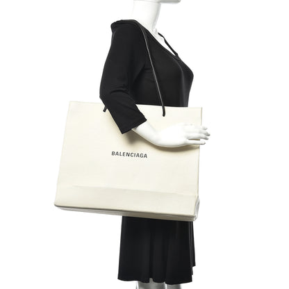Balenciaga Calfskin Logo Medium Shopping Tote White 2 of 11