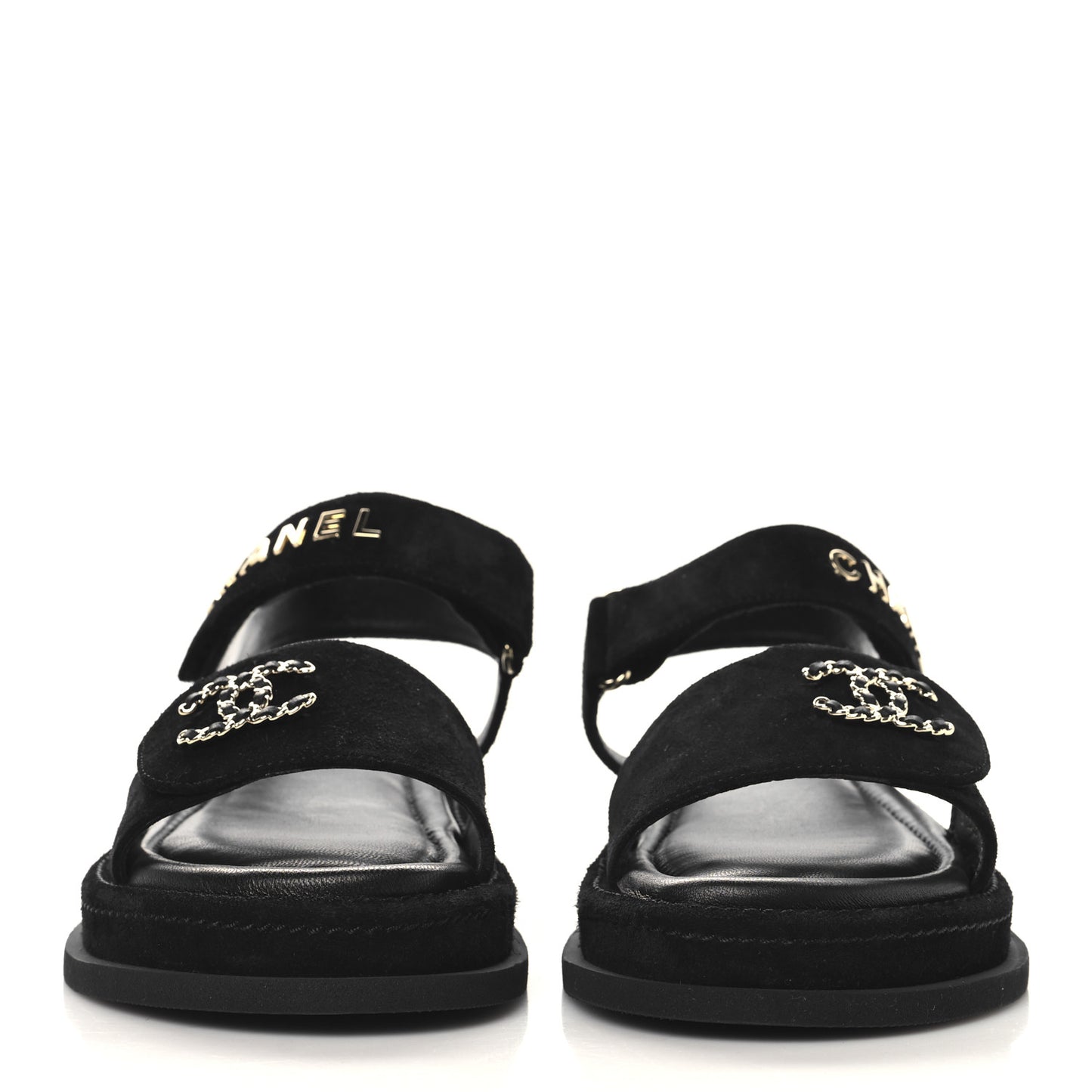 Suede Calfskin Dad Sandals 39 Black