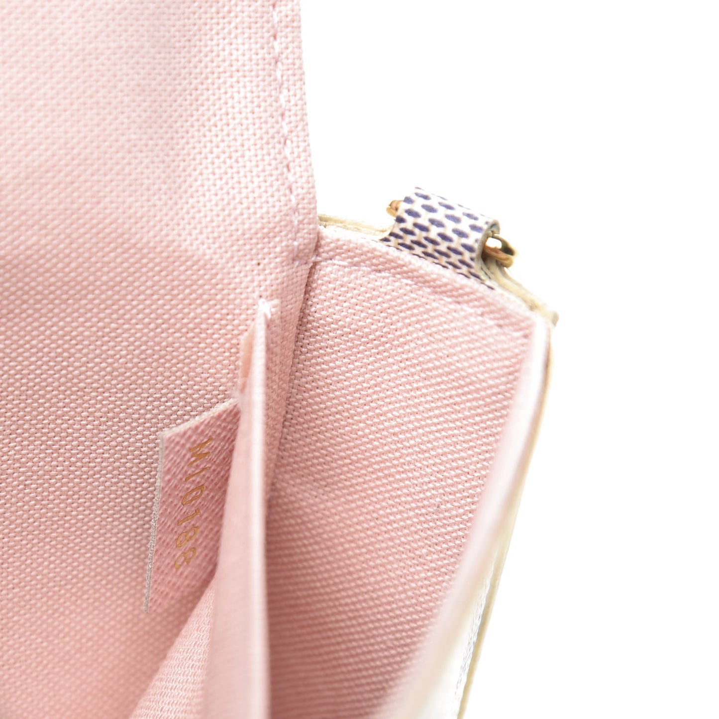 Damier Azur Pochette Felicie Chain Wallet Rose Ballerine