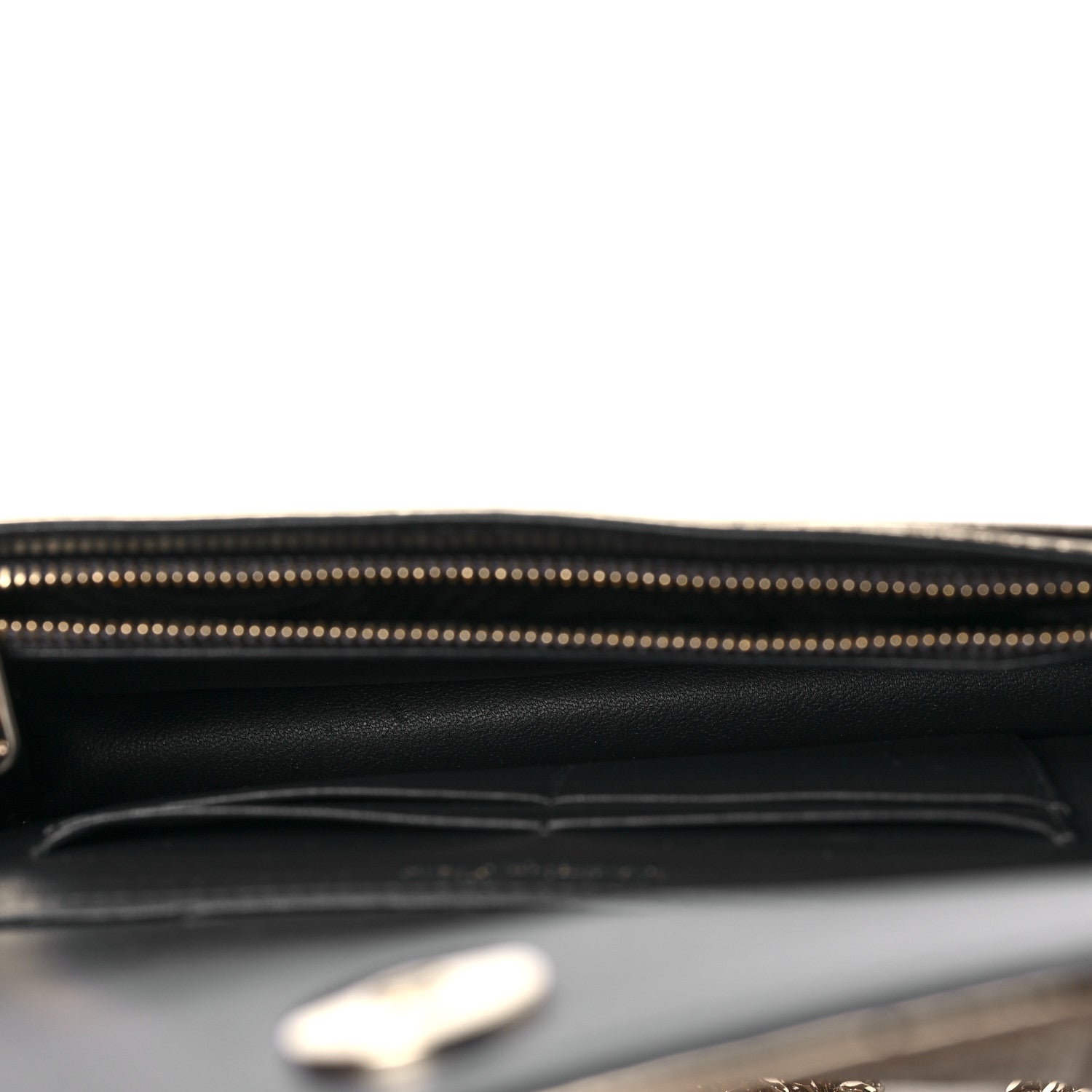 Christian Dior Metallic Patent Micro-Cannage Diorama Wallet on Chain Pouch Gold 5 of 9