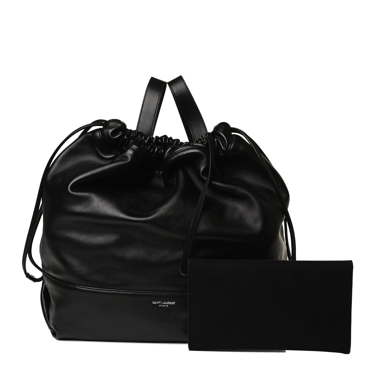 Saint Laurent Lambskin Drawstring Backpack Black 1 of 14