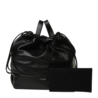Saint Laurent Lambskin Drawstring Backpack Black 1 of 14