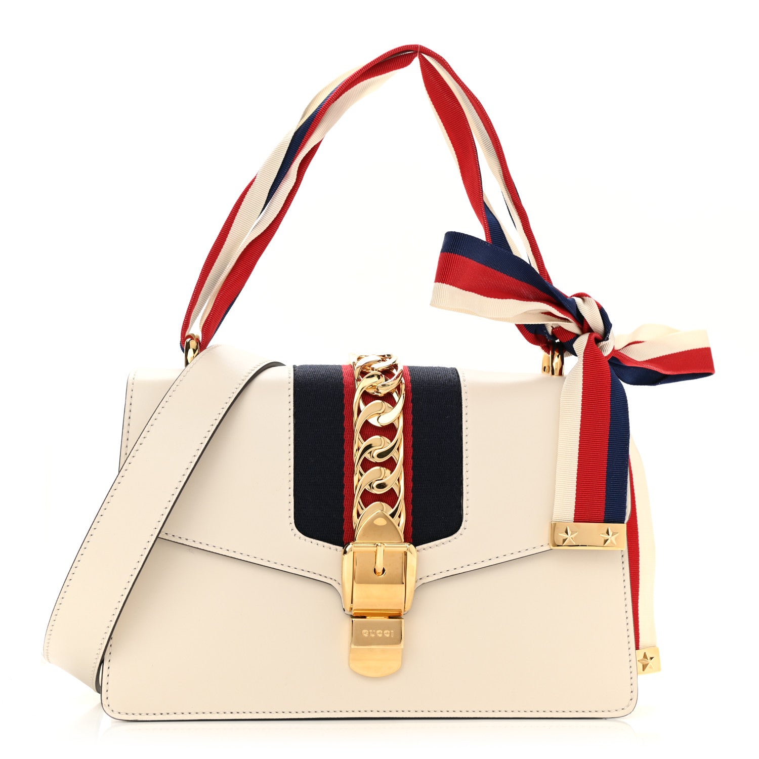 Gucci Calfskin Small Sylvie Shoulder Bag Off White 1 of 7