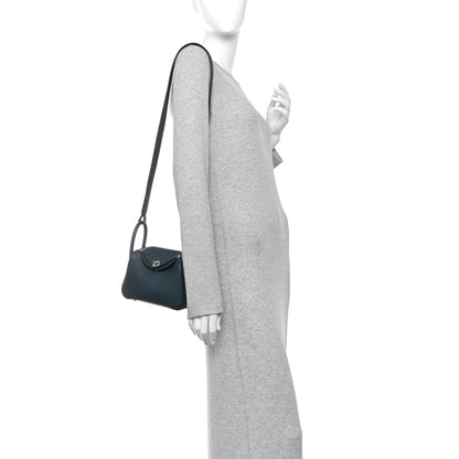 Hermes Taurillon Clemence Mini Lindy 20  Vert Cypress 2 of 10