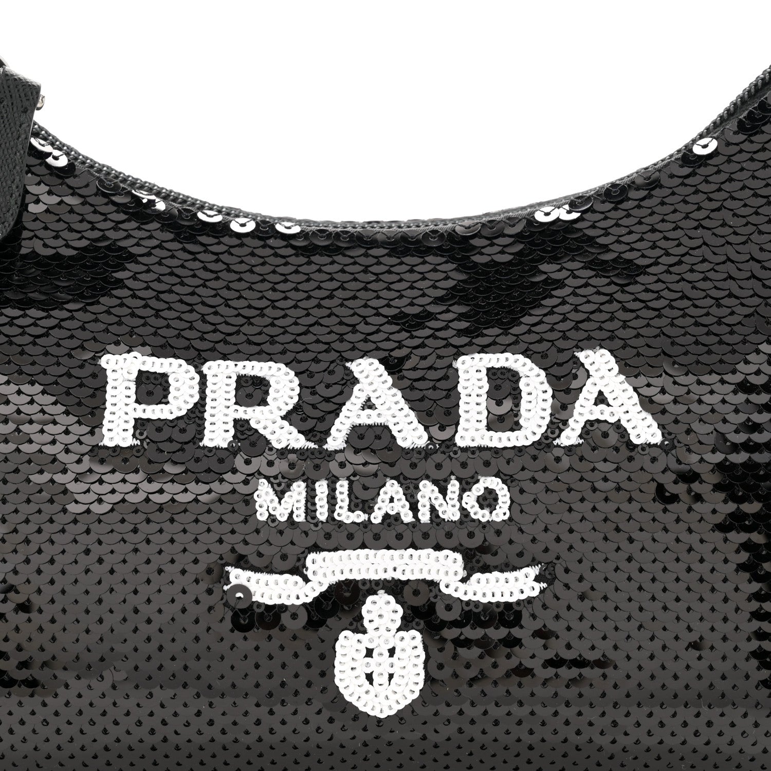 Prada Paillettes Sequin Mini Re-Edition 2000 Bag Black White 8 of 10