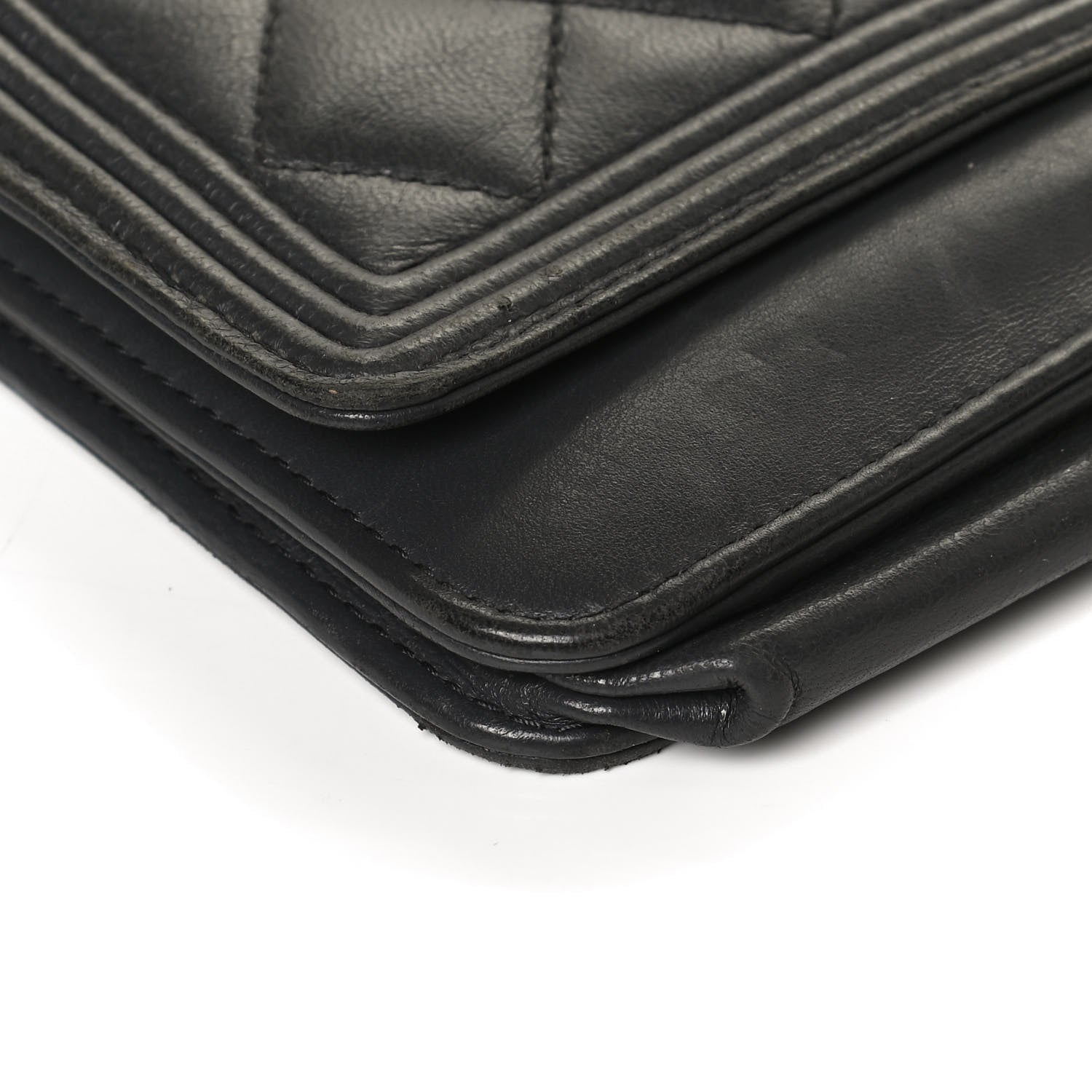 Chanel Calfskin Quilted Boy Wallet On Chain WOC Grey 11 of 11