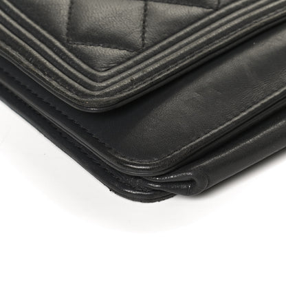 Chanel Calfskin Quilted Boy Wallet On Chain WOC Grey 11 of 11