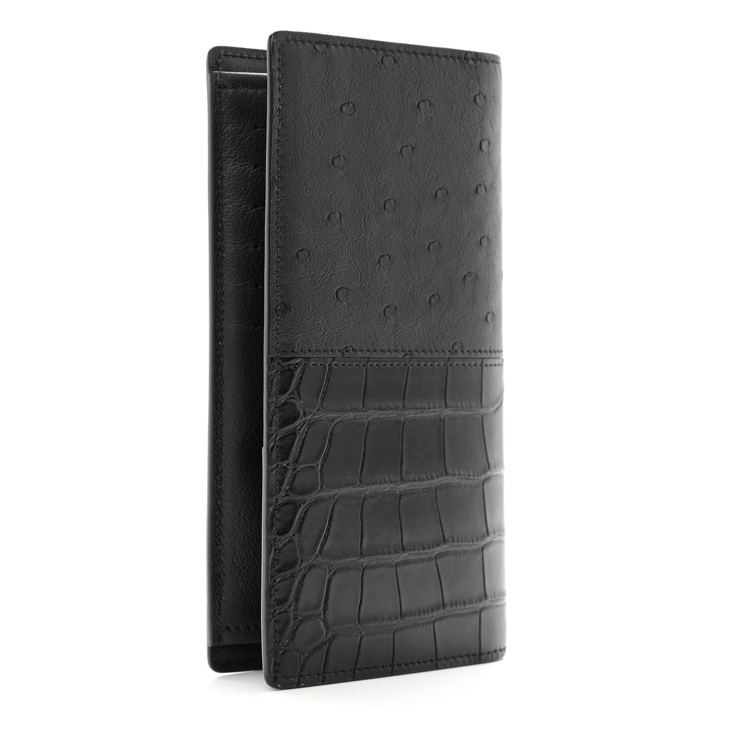 Crocodile Ostrich Monogram Eclipse Brazza Wallet Black