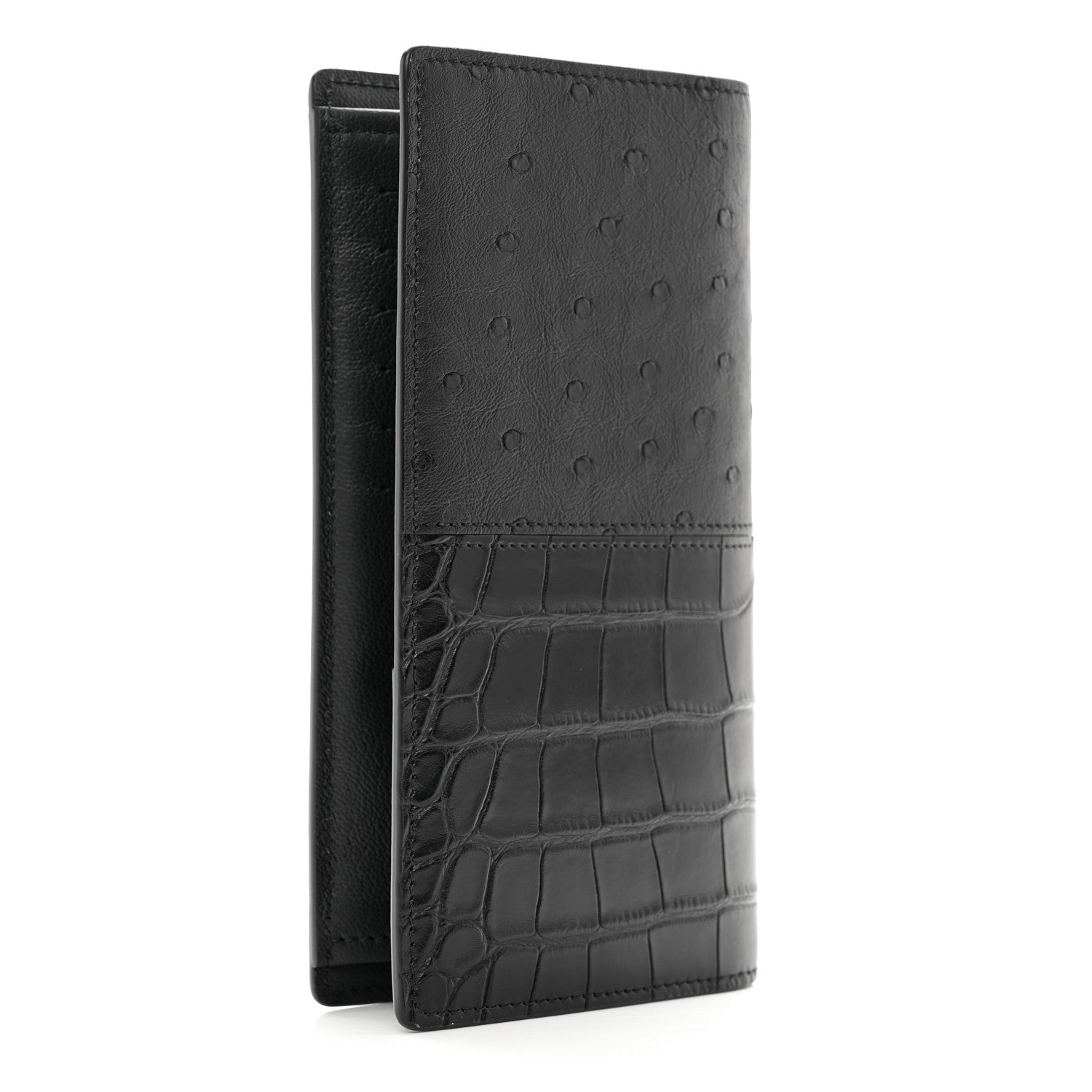 Louis Vuitton Crocodile Ostrich Monogram Eclipse Brazza Wallet Black 3 of 7