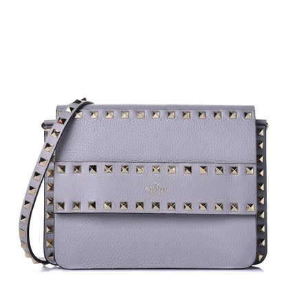Valentino Garavani Pebbled Calfskin Rockstud Side Slip Crossbody Pastel Grey 1 of 8