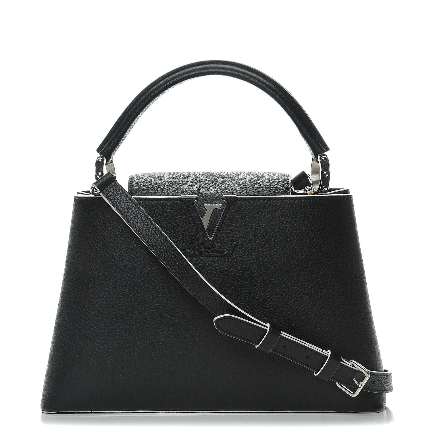 Louis Vuitton Taurillon Capucines PM Black White 1 of 8