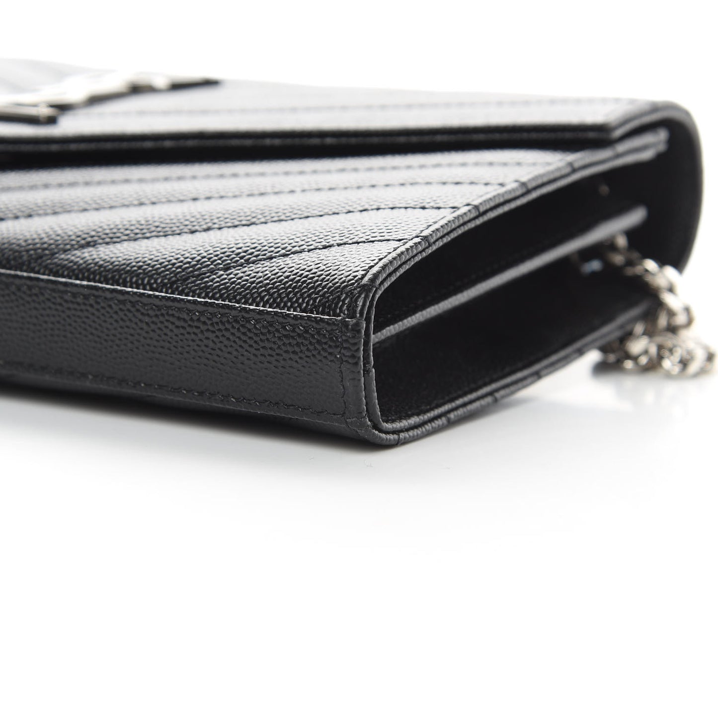 Grain De Poudre Matelasse Chevron Monogram Chain Wallet Black