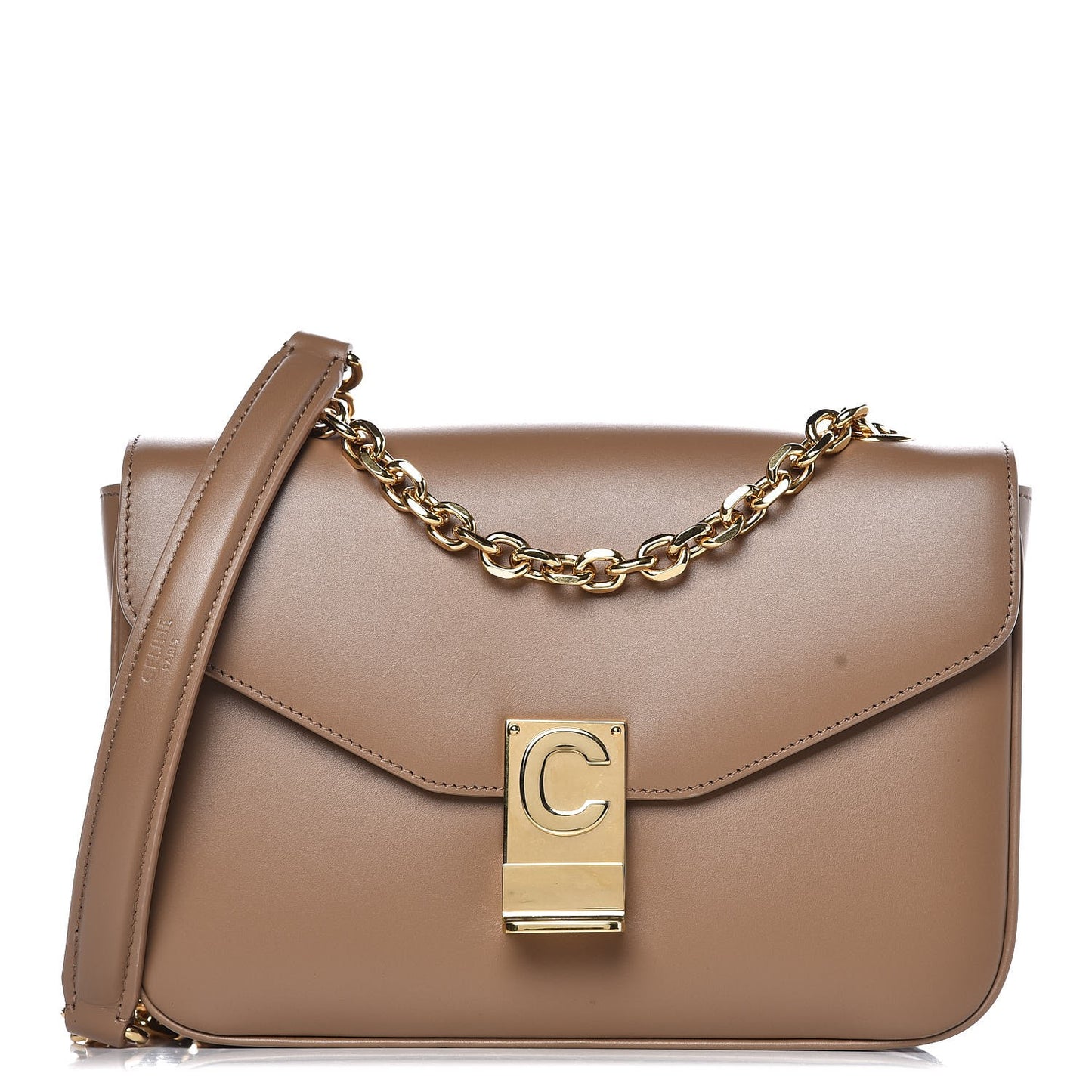 Shiny Calfskin Medium C Bag Light Camel