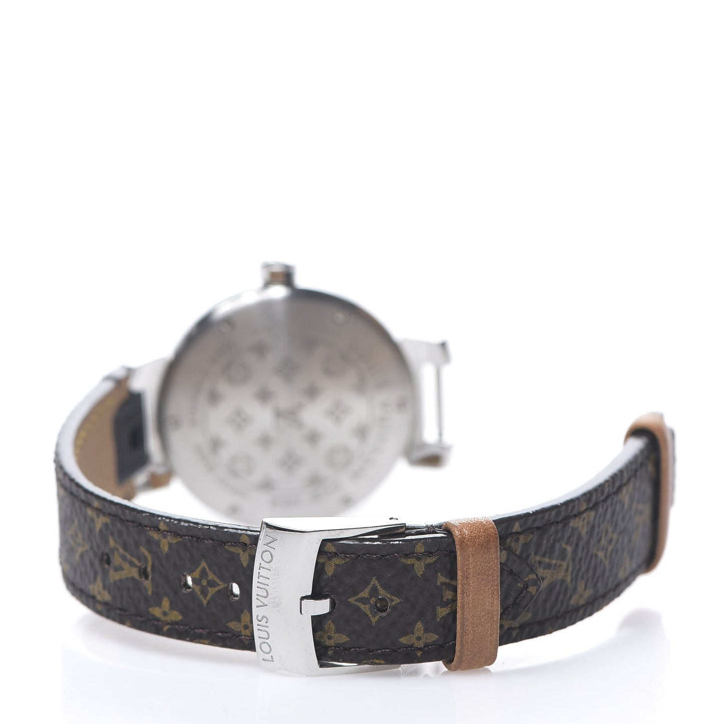 Stainless Steel Monogram 34mm Tambour Quartz Watch Brown