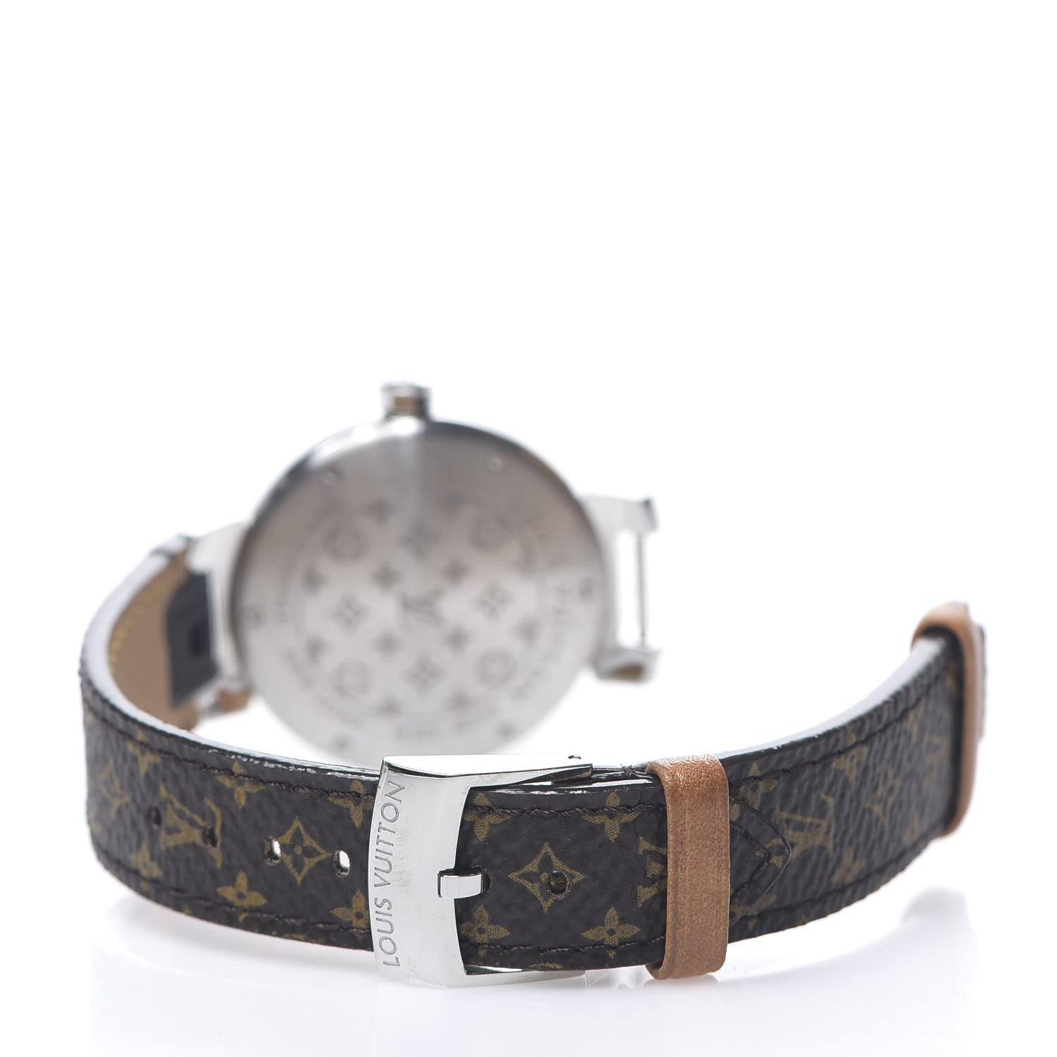 Louis Vuitton Stainless Steel Monogram 34mm Tambour Quartz Watch Brown 3 of 6