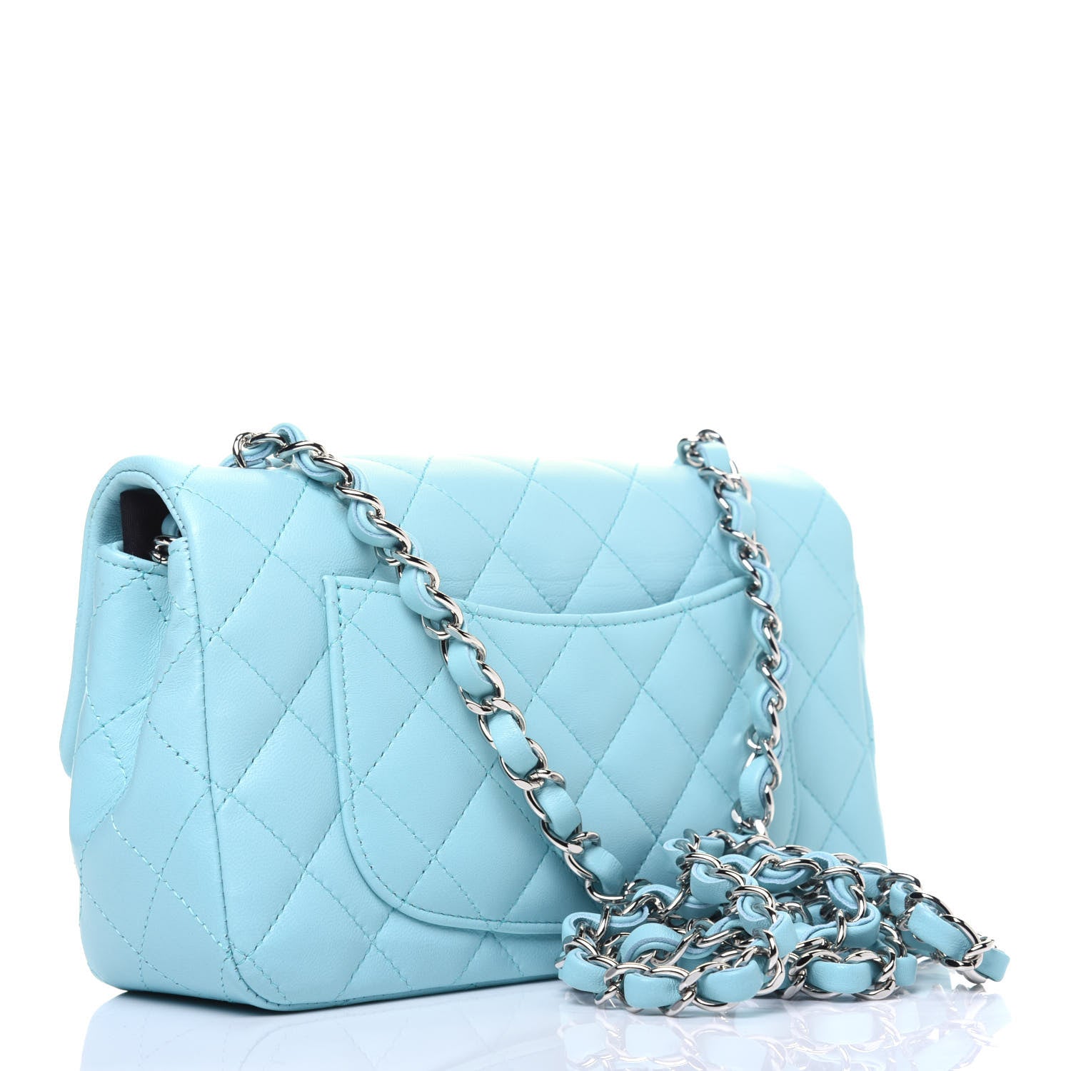 Chanel Lambskin Quilted Mini Rectangular Flap Neon Blue 3 of 12