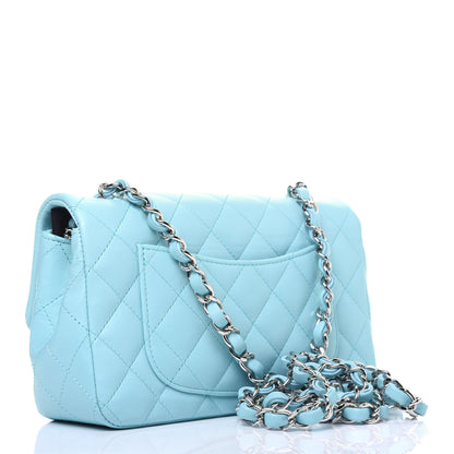Chanel Lambskin Quilted Mini Rectangular Flap Neon Blue 3 of 12