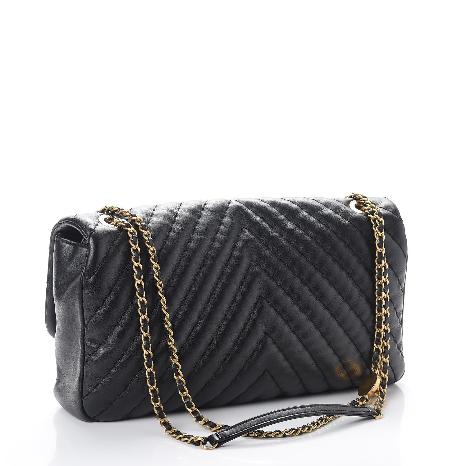 Chanel Calfskin Surpique Chevron Large Flap Black 3 of 8
