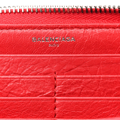 Balenciaga Agneau Continental Zip Around Wallet Rouge Cardinal 7 of 9