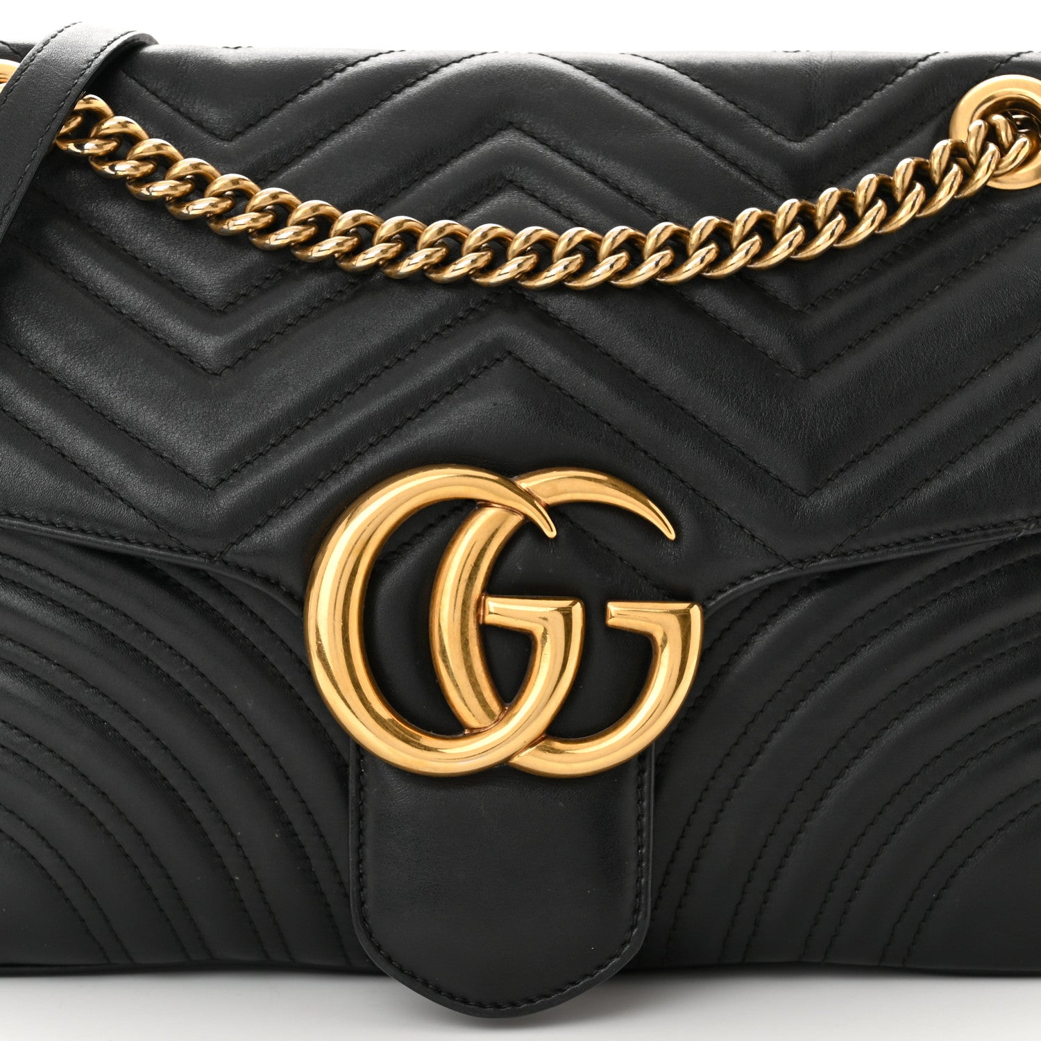 Gucci Calfskin Matelasse Medium GG Marmont Shoulder Bag Black 8 of 11