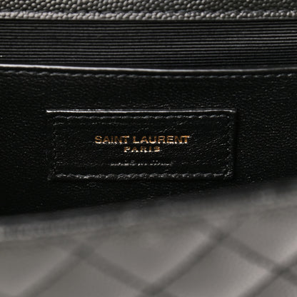 Saint Laurent Grain De Poudre Textured Mixed Matelasse Triquilt Medium Monogram Satchel Black 6 of 9