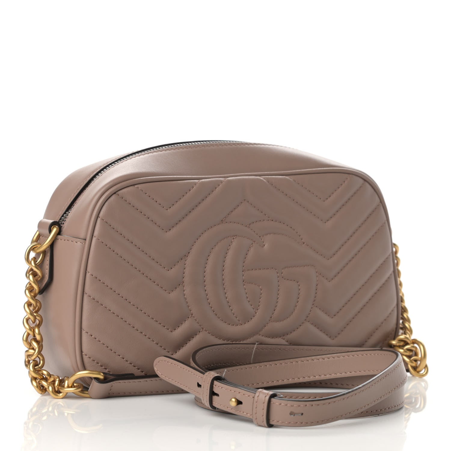 Gucci Calfskin Matelasse Small GG Marmont Chain Shoulder Bag Porcelain Rose 3 of 10