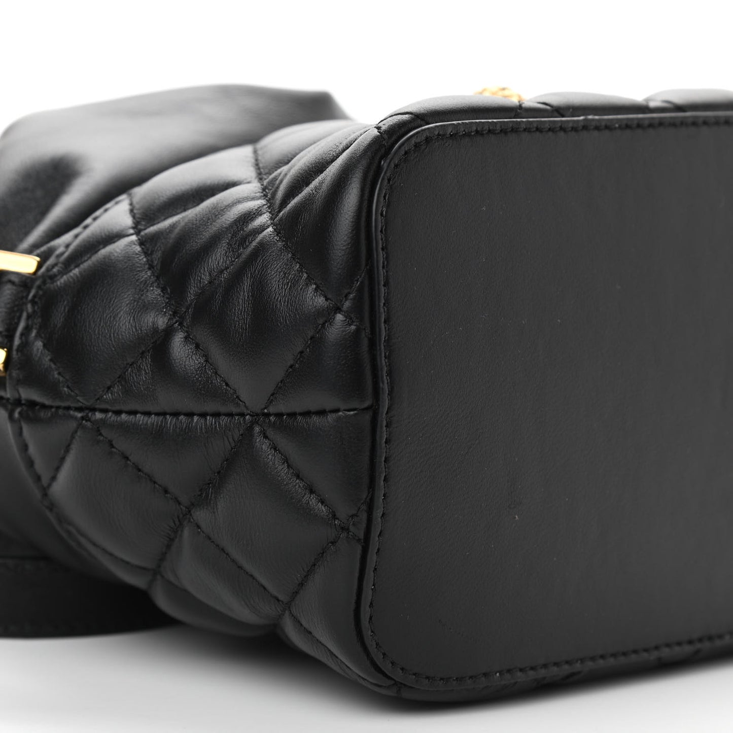 Nappa Quilted Medusa Bucket Bag Black