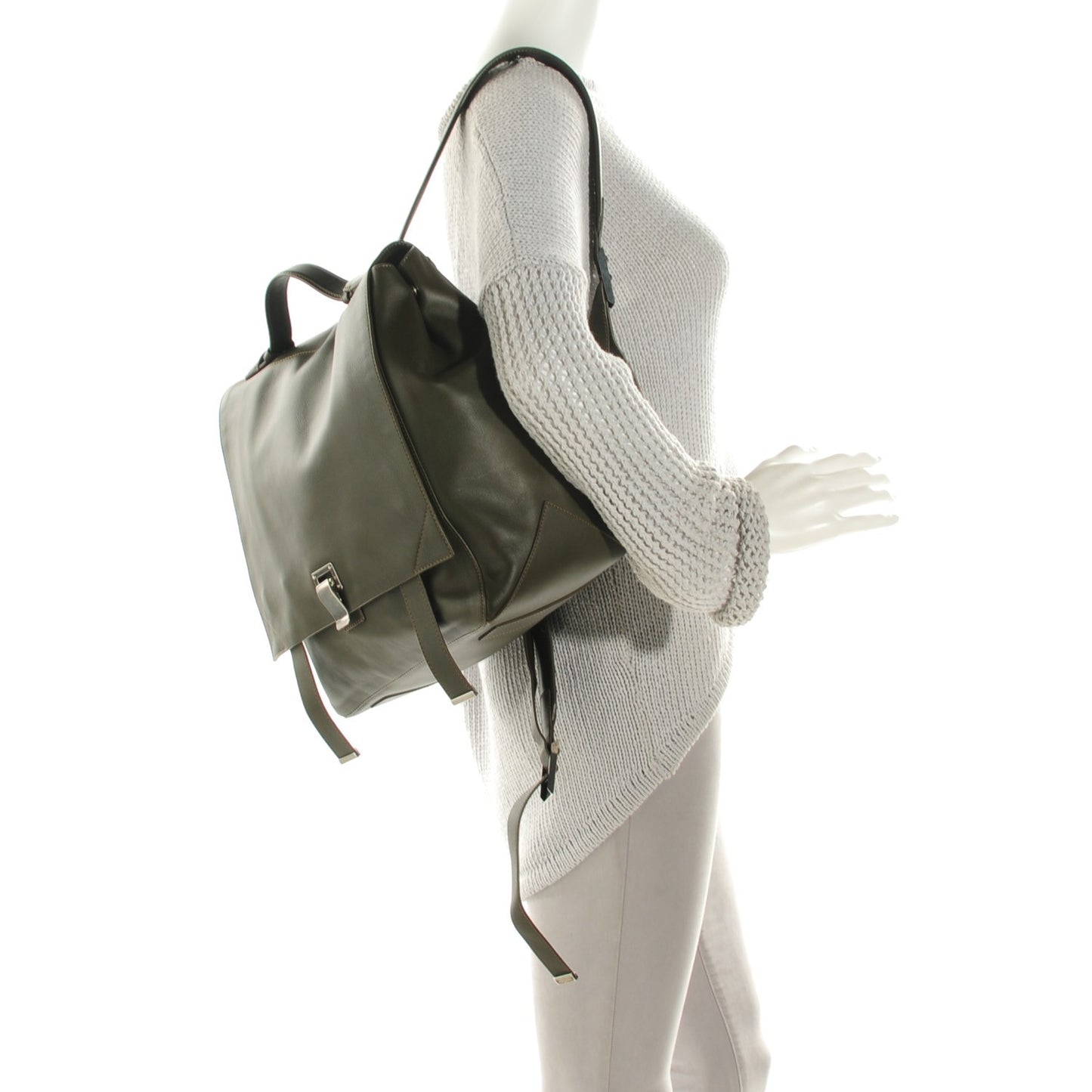 Calfskin PS Courier Backpack Dark Moss
