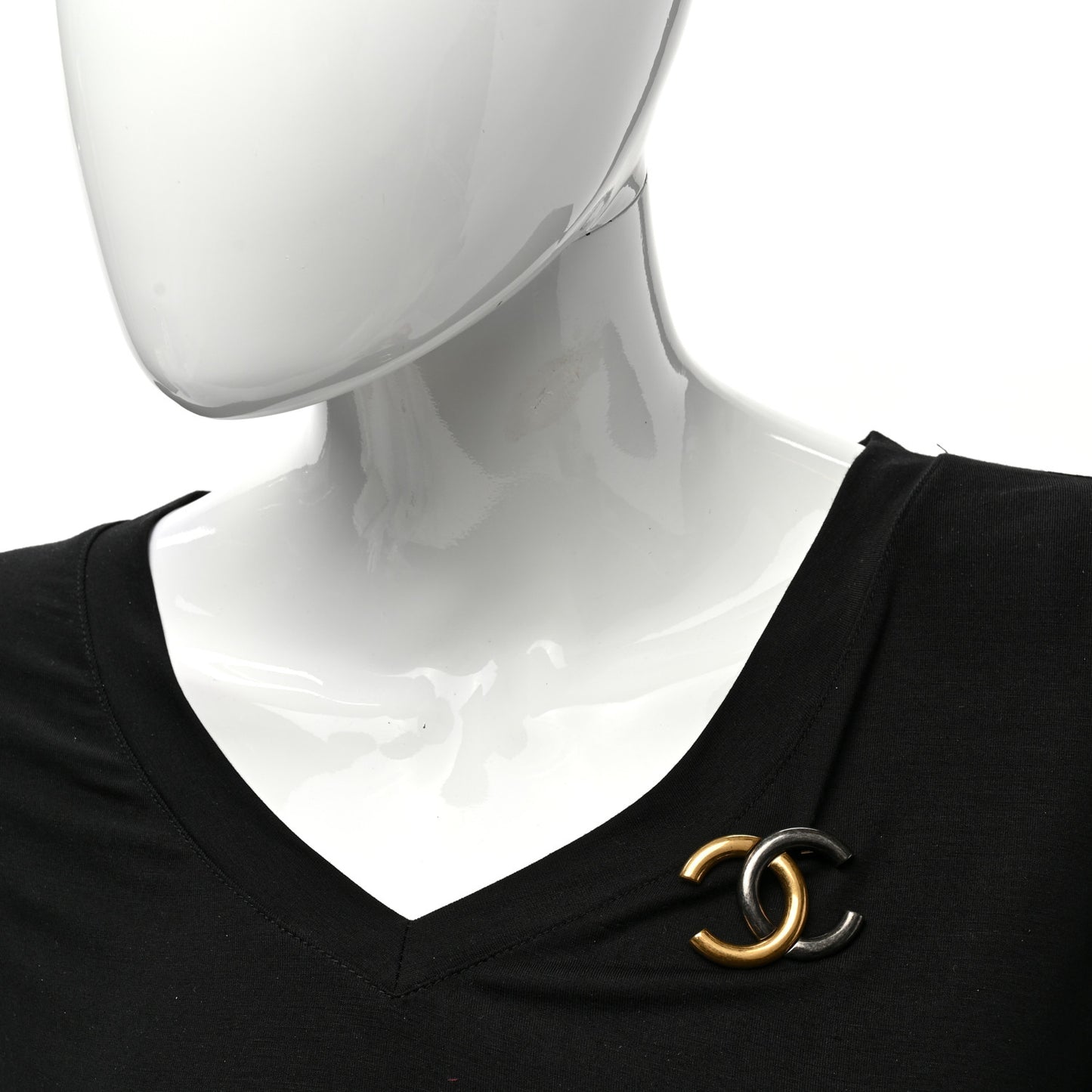 Metal CC Brooch Gold Ruthenium