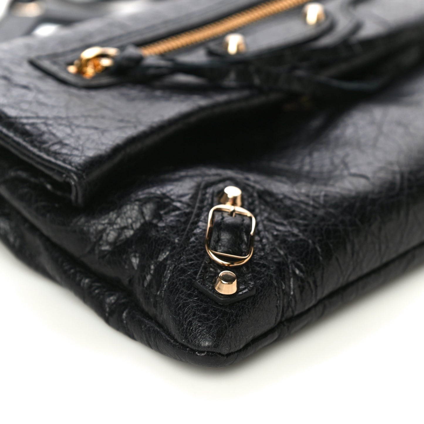 Agneau Classic Gold Hardware Mini Envelope Strap Clutch Black