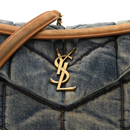 Saint Laurent Denim Quilted Small Loulou Puffer Monogram Chain Satchel Blue Cinnamon 8 of 12