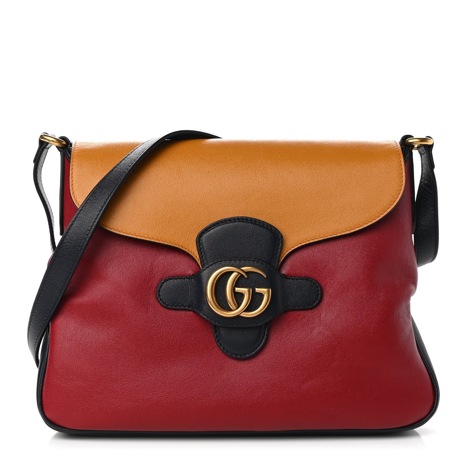 Gucci New Sakai Calfskin Lux Tri-Color Medium Dahlia Messenger Shoulder Bag New Cherry Red Sun Oil Blue 1 of 9