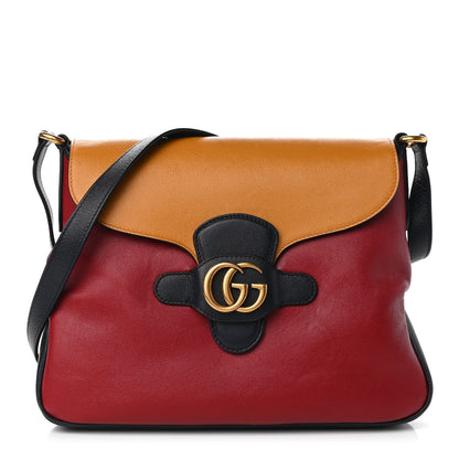 Gucci New Sakai Calfskin Lux Tri-Color Medium Dahlia Messenger Shoulder Bag New Cherry Red Sun Oil Blue 1 of 9