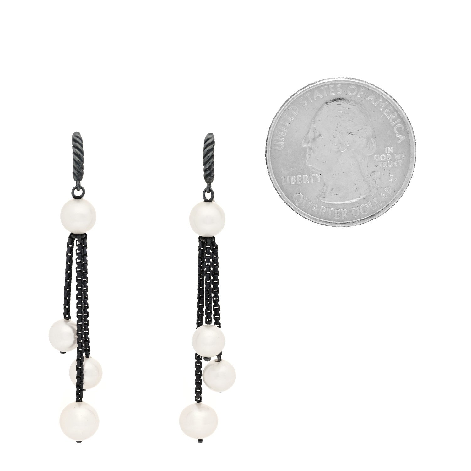 David Yurman Darkened Sterling Silver Pearl Drop Earrings 2 of 4