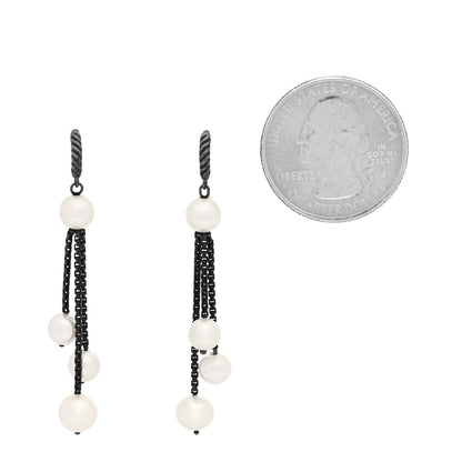 David Yurman Darkened Sterling Silver Pearl Drop Earrings 2 of 4