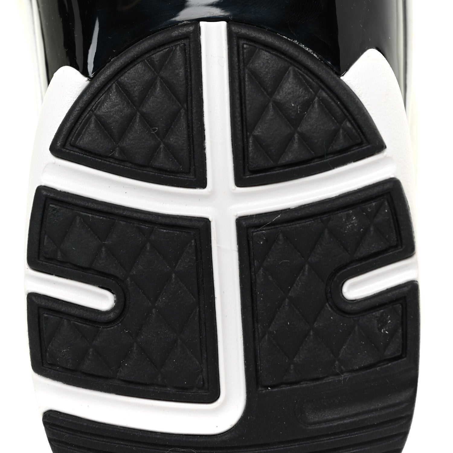 Chanel Mesh Suede Calfskin Grained Calfskin Womens CC Sneakers 41 White Black 7 of 9