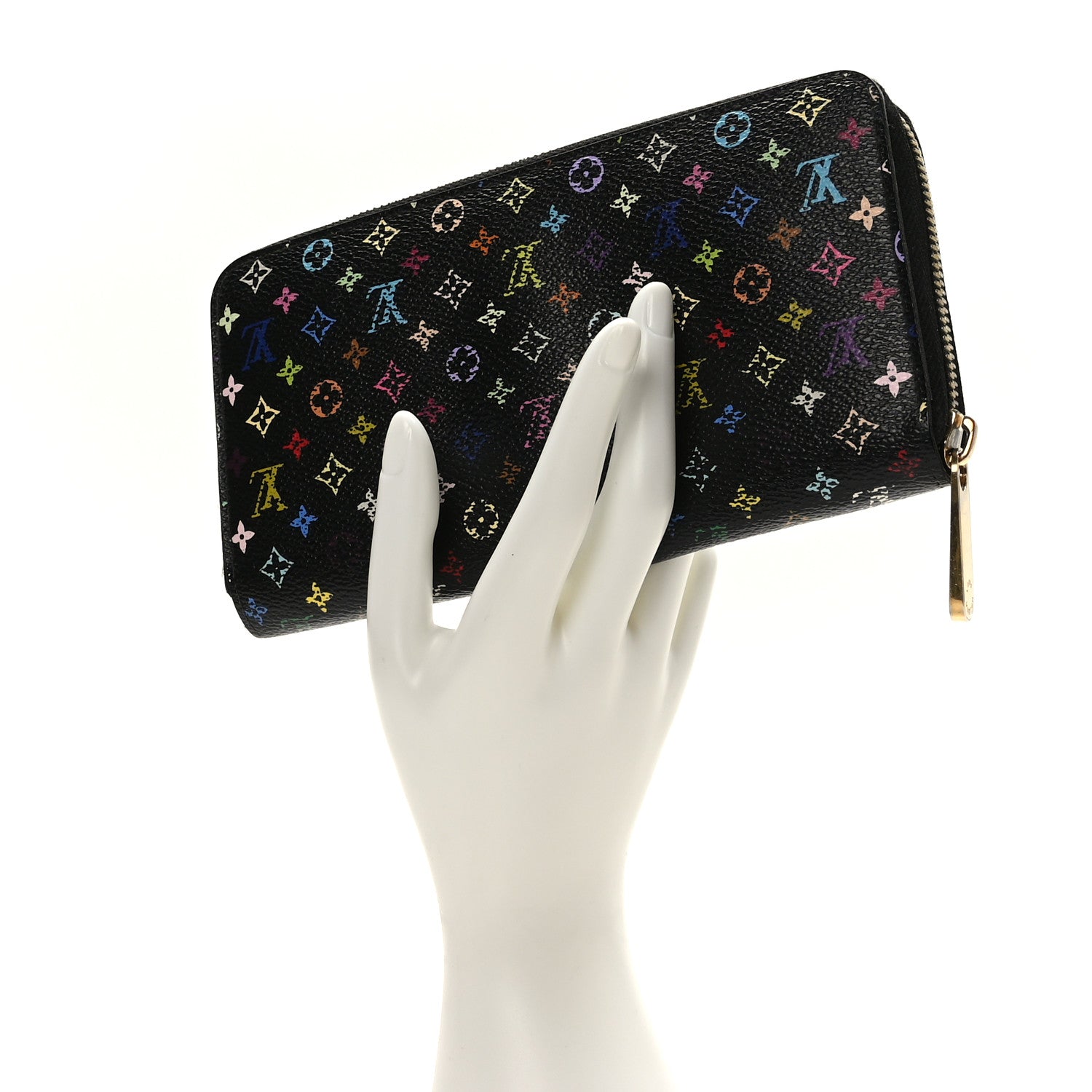 Louis Vuitton Monogram Multicolor Zippy Wallet Black Violet 2 of 7