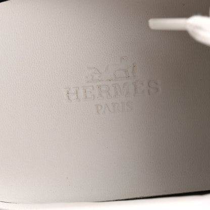 Hermes Calfskin H Canvas Keep Mule Sneakers 39 Prunoir White 9 of 12