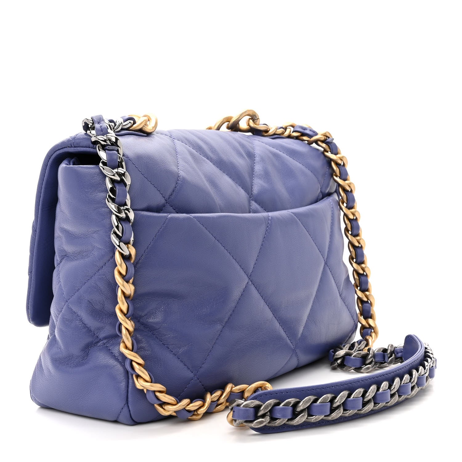 Chanel Lambskin Quilted Large Chanel 19 Flap Purple 3 of 11