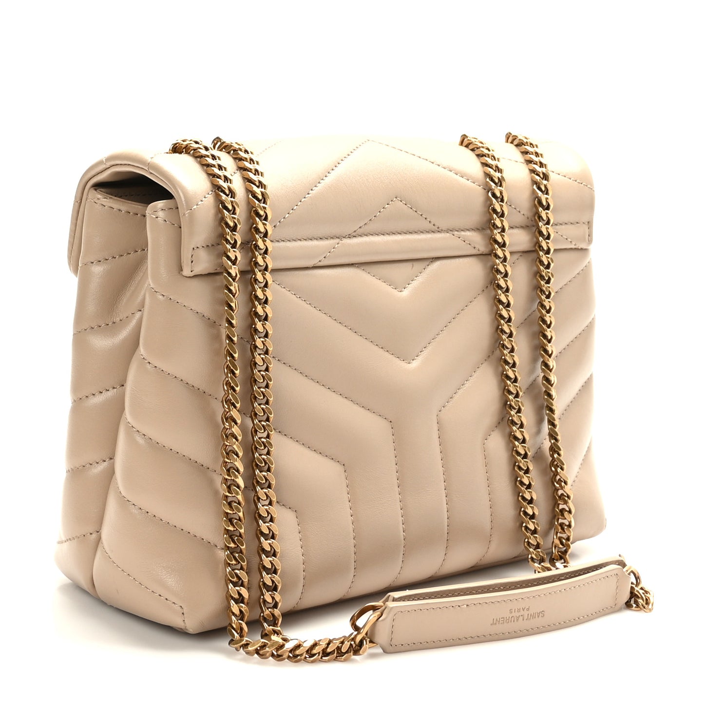 Calfskin Y Quilted Monogram Small Loulou Chain Satchel Dark Beige