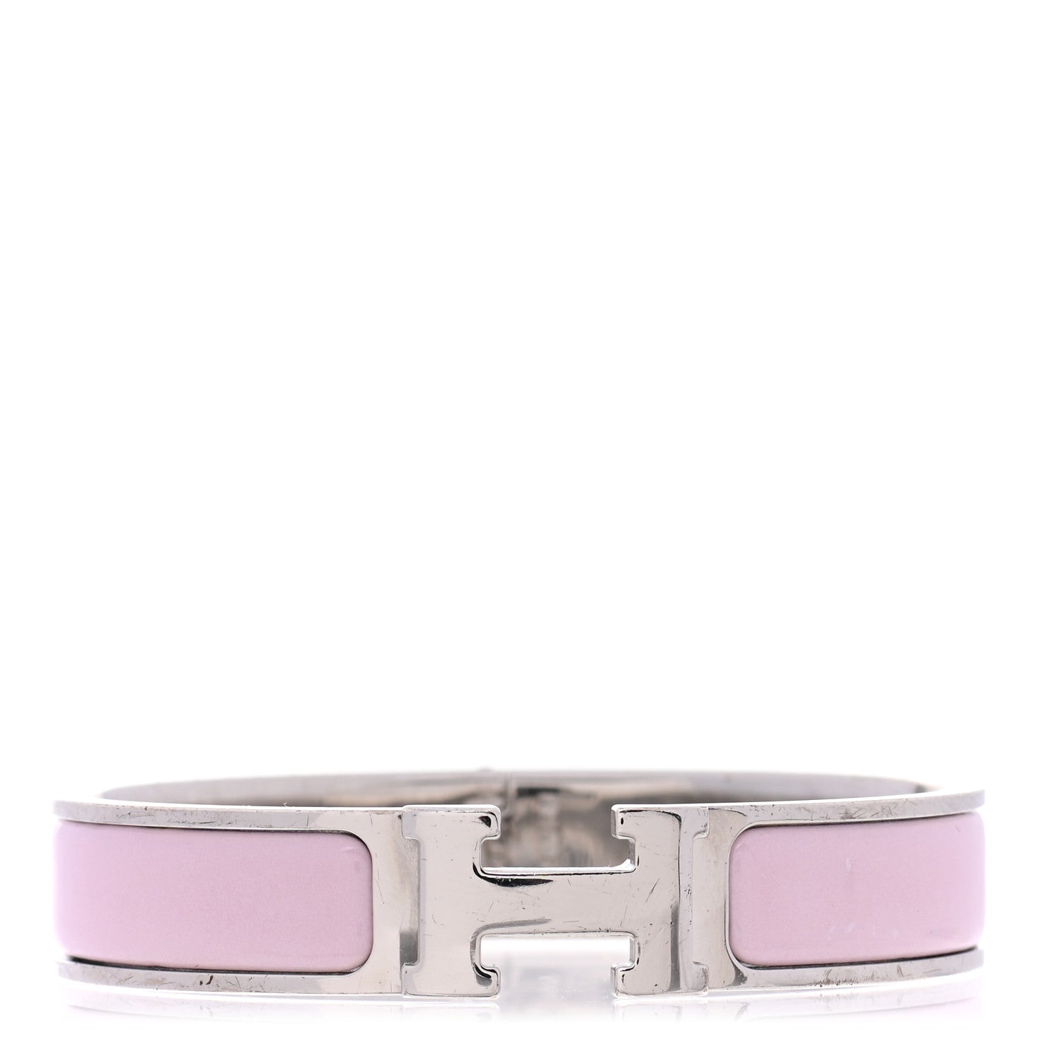 Hermes Enamel Narrow Clic Clac H Bracelet PM Rose Dragee 1 of 5