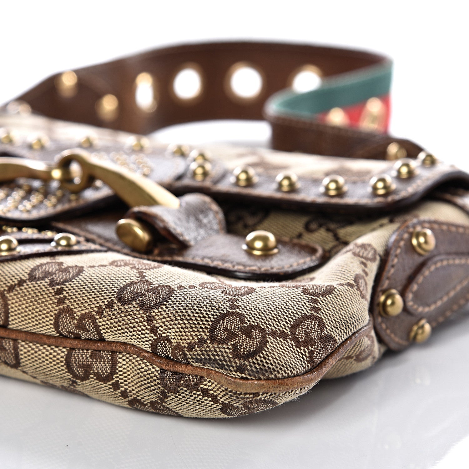 Gucci Monogram Studded Pelham Runway Flap Bag Brown 8 of 13