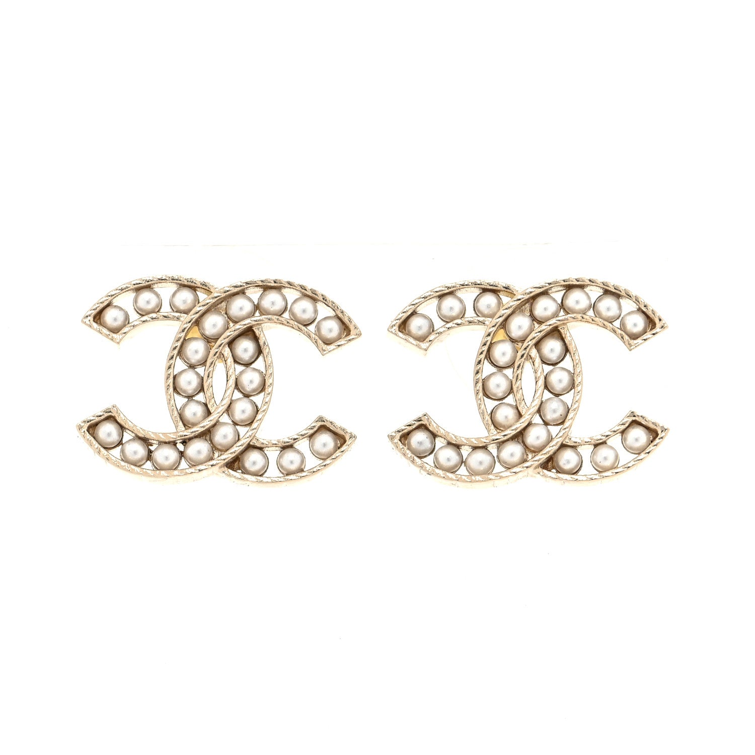 Chanel Pearl CC Earrings Light Gold 1 of 4