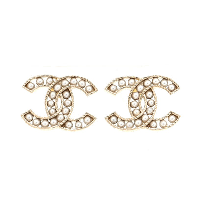 Chanel Pearl CC Earrings Light Gold 1 of 4