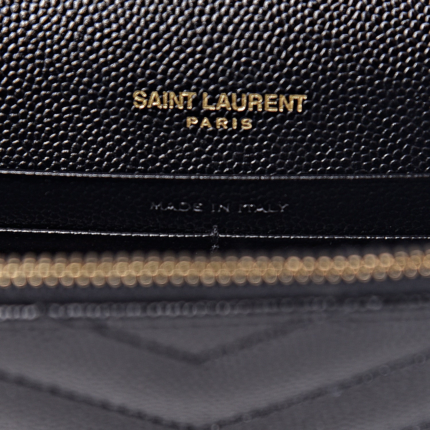 Saint Laurent Grain De Poudre Matelasse Chevron Monogram Envelope Chain Wallet Black 6 of 10