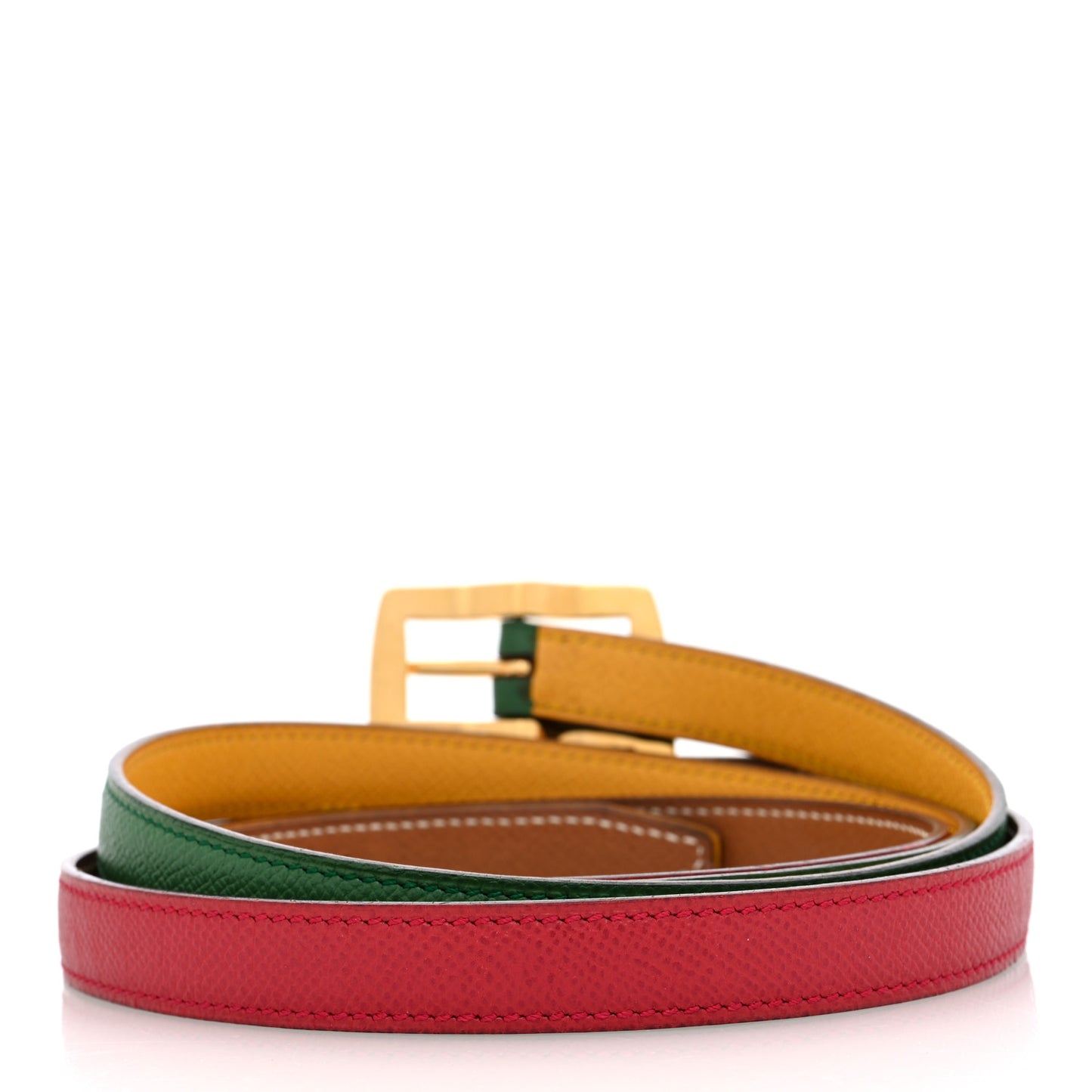 Epsom Double Strap Reversible Belt 80 32 Green Red Gold Yellow