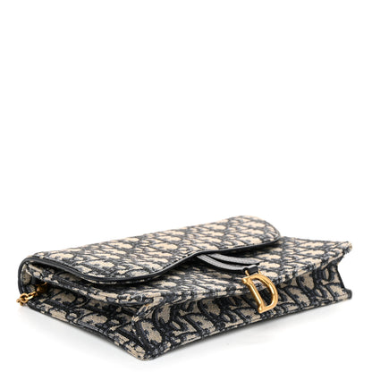 Christian Dior Oblique Saddle Chain Pouch Blue 4 of 10