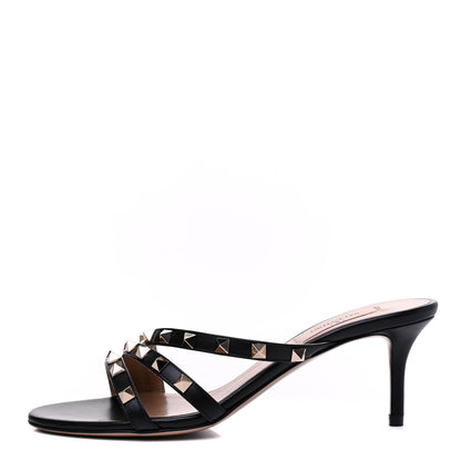 Valentino Garavani Calfskin Rockstud 60mm Slide Sandals 37 Black 1 of 10