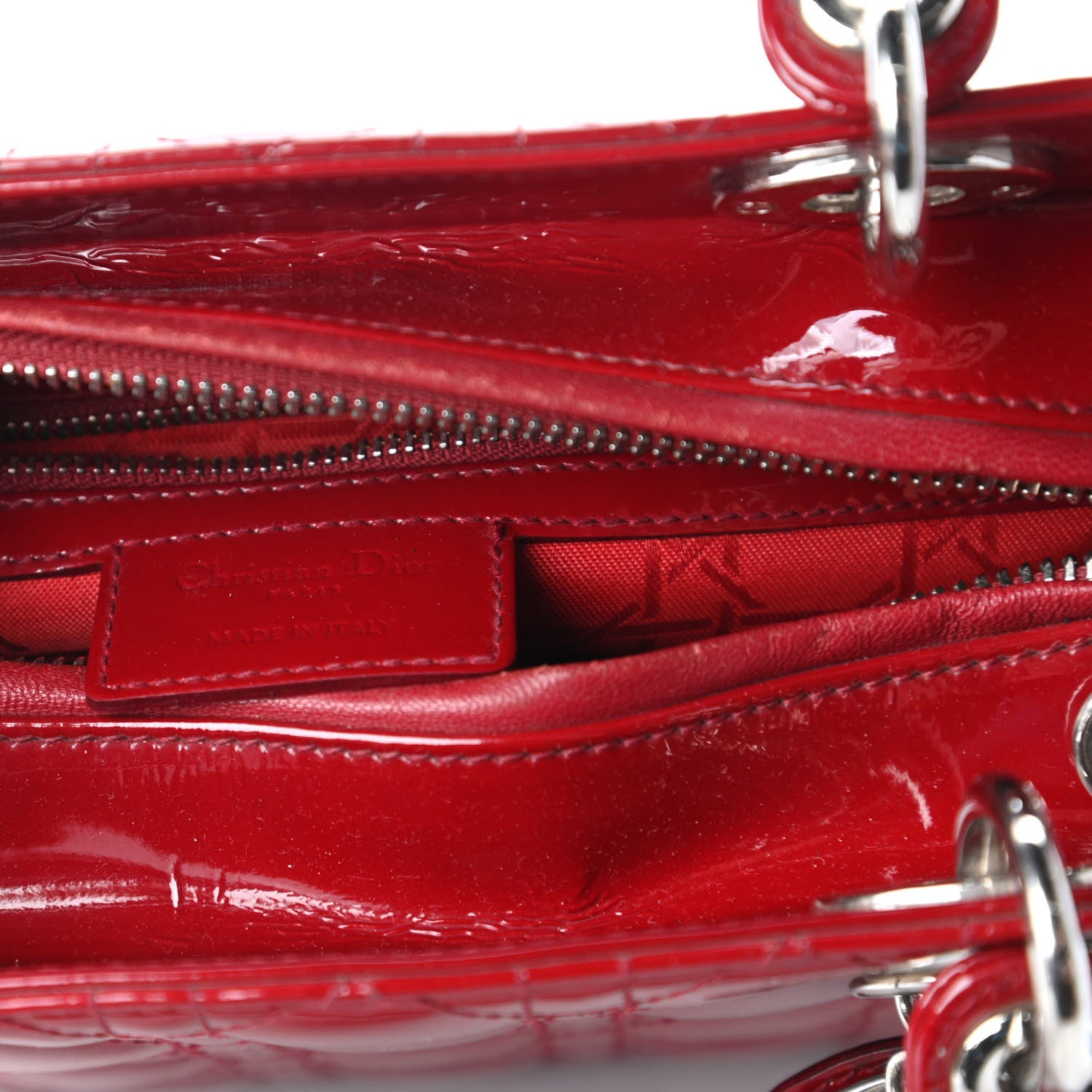 Christian Dior Patent Cannage Medium Lady Dior Red 8 of 10