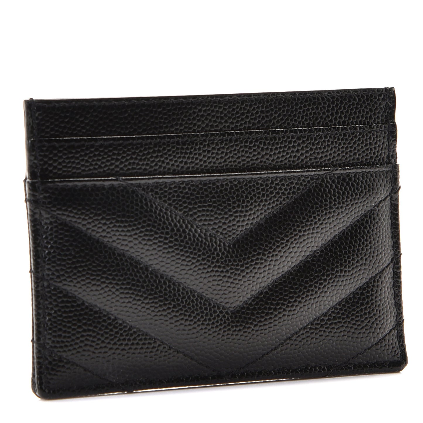 Grain De Poudre Matelasse Chevron Monogram Credit Card Case Black